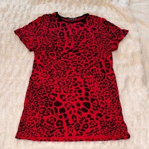 PrettyLittleThing Red and Black Leopard Print Dress